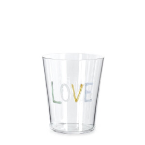 Set 6 pahare sticla multicolora Love Ø9x10,5h