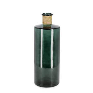 Vaza flori sticla verde Rotang Ø15x40h