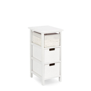 Comoda lemn alb textil bej Leonie 26x32x62h