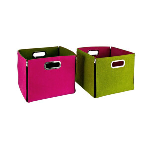 Set 4 cutii depozitare roz verde 32.5x32.5x30 cm
