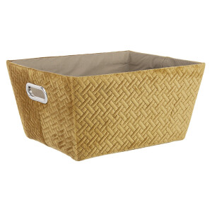 Cos depozitare velur ocru Averill 36x28x18 cm