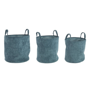 Set 3 cosuri depozitare textil albastru Shirley 30x30 cm, 34x34 cm, 38x38 cm