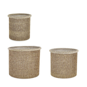 Set 3 cosuri depozitare bej Amalya Ø22x23h; ø27x25h; ø32x28h