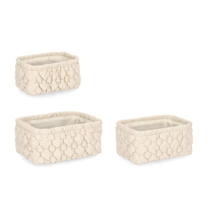 Set 3 cosuri depozitare textil ivoire Yuna 20x14x10h; 24x16x11h; 27x20x12h