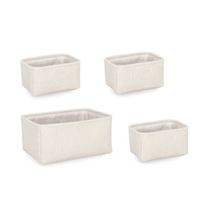Set 4 cosuri depozitare textil alb Hymar 3x 23x16x12h, 35x25x16h