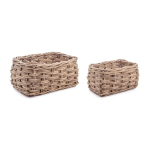 Set 2 cosuri depozitare ratan gri Malang 51x34x27h; 65x48x32h