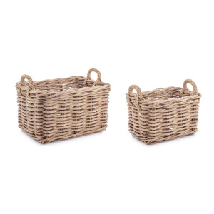 Set 2 cosuri depozitare ratan gri Malang 49x36x30h; 58x43x35h