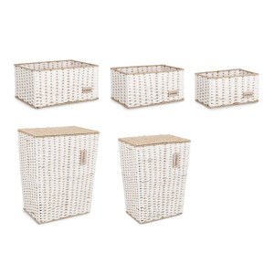 Set 2 cosuri rufe, 3 cosuri depozitare Bertha 27x17x14h; 32x22x16h; 37x27x18h; 36x26x47h; 40x30x52h