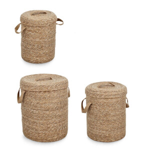 Set 3 cosuri depozitare maro Hamida Ø30x38h; ø35x44h; ø40x50h