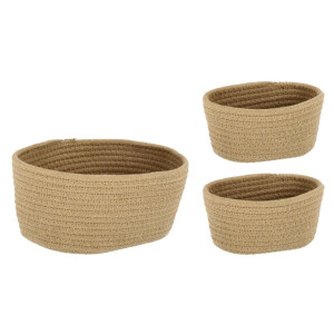 Set 3 cosuri depozitare natur Candor 18x13x9h (2); 29x19x13h