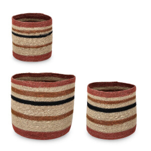 Set 3 cosuri depozitare iarba mare multicolora Waylon Ø22x21h, ø25x24h, ø30x28h