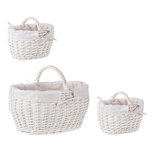 Set 3 cosuri depozitare albe Alesha 26x20x15/21h (2); 46x32x24/33h