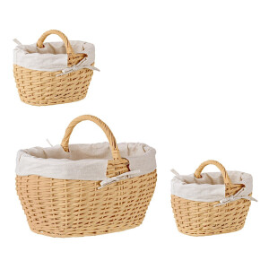 Set 3 cosuri depozitare bej natur Alesha 26x20x15/21h (2); 46x32x24/33h
