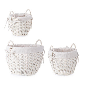 Set 3 cosuri depozitare alb Alesha Ø20,5x19h; ø30x25,5h; ø38,5x30h