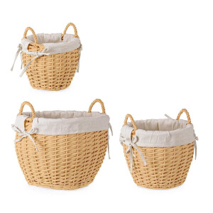 Set 3 cosuri depozitare bej natur Alesha Ø20,5x19h; ø30x25,5h; ø38,5x30h