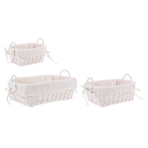 Set 3 cosuri depozitare alb Alesha 26x20x12h; 34x27x13h; 45x35x15h