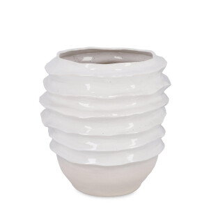 Vaza flori ceramica alba crem Yori 44x46.5 cm
