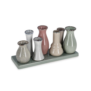 Vaze flori cu tava ceramica multicolora Samy 26x8,5x12,8h