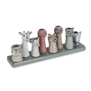 Vaze flori cu tava ceramica multicolora Samy 30,5x7,5x11h