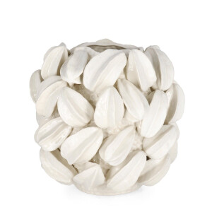 Vaza flori ceramica alba Carambola 34.5x33x32 cm