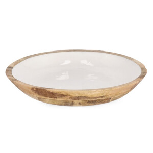 Bol lemn mango maro email alb Ø38x7h