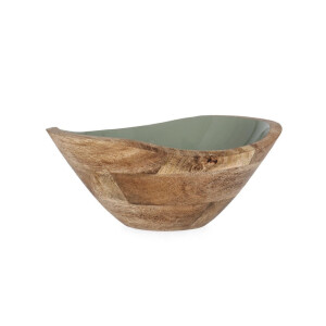 Bol lemn mango maro email verde 24x21x11h