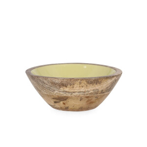 Bol lemn mango email galben Thara Ø18x6,5h