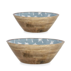 Set 2 boluri lemn mango email Palms Ø25x7h; ø30x9h