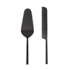 Set 2 tacamuri servire desert otel negru satinat Hestia 6x26h; 2,5x27h