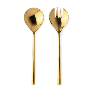 Set 2 linguri servire salata otel auriu Hestia 7x27,1h; 7x27,1h