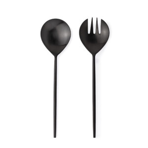 Set 2 linguri servire salata otel negru satinat Bronte 7x27,1h; 7x27,1h