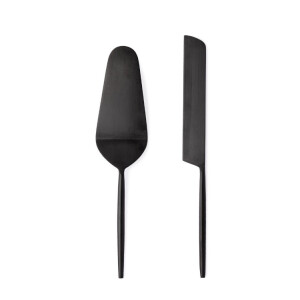 Set 2 tacamuri servire desert otel negru satinat Bronte 6x26h; 2,5x27h