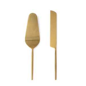 Set 2 tacamuri servire desert otel auriu satinat Bronte 6x26h; 2,5x27h