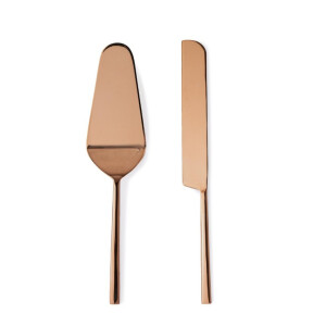 Set 2 tacamuri servire desert otel cupru satinat Hestia 6x26h; 2,5x27h