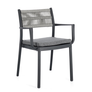 Set 4 scaune gradina gri Alvin 59.5x52.5x82 cm