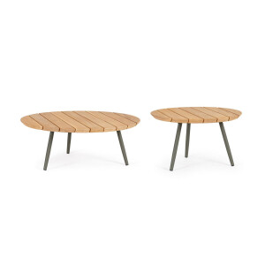 Set 2 masute otel verde lemn natur Ivissa 60x35 cm, 80x30 cm