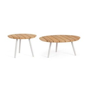 Set 2 masute otel alb frosty lemn maro Talaia 50x35 cm, 70x30 cm
