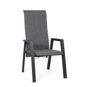 Set 4 scaune recliner gradina gri Ethan 59.5x72x111h