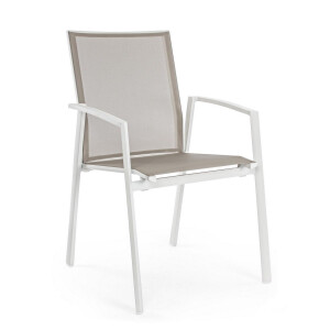 Set 18 scaune gradina aluminiu alb textilen taupe Cruise 57x57x87.5 cm