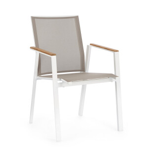 Set 16 scaune gradina aluminiu alb textilen taupe Cameron 59x61x88 cm