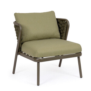 Set 2 fotolii aluminiu maro textil verde Harlow 73.5x77x80 cm