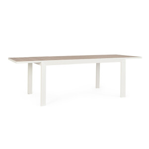 Masa gradina, terasa extensibila aluminiu alb maro Belmar 160/240x100x75h