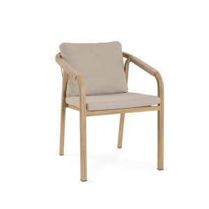 Set 4 scaune gradina, terasa aluminiu maro textil bej Kalimera 55x62x79h