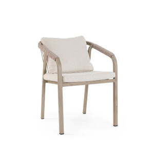 Set 4 scaune gradina, terasa aluminiu maro textil bej Kalimera Timber 55x62x79h