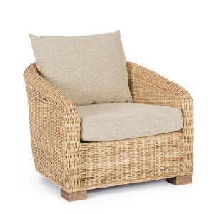 Fotoliu ratan natur textil crem Cadice 78x90x63.5 cm