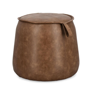 Taburet mdf piele ecologica maro Rudina 52x44 cm