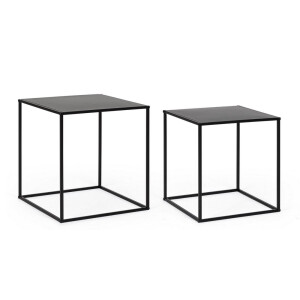 Set 2 masute otel negru Alrik 34x34x37h; 38x38x41h