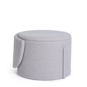 Taburet cu spatiu depozitare textil gri buclat Anthea 58x54x64h