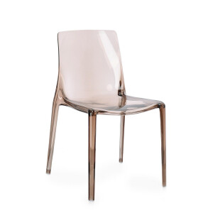 Set 4 scaune policarbonat transparent maro Adele 50x54x82 cm