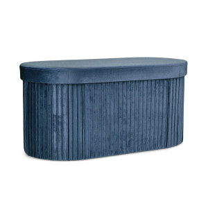 Bancuta catifea albastra Jocelyn 76x38x38 cm